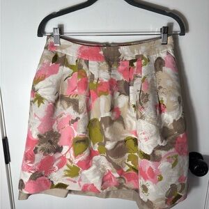 Halogen Pink Floral Pleated Mini Skirt Size 10 Feminine Spring Cottagecore